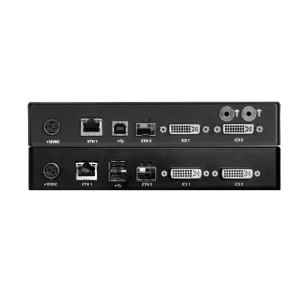 Black Box EMD2002PE-K-R2 DVI KVM-over-IP Extender Kit, Dual-Monitor, DVI-D, USB 2.0, Audio, PoE, Dual Network Ports RJ45 and SFP